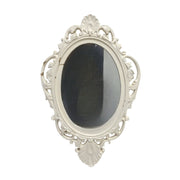 Ornate Oval Wall Mirror with Distressed White Frame