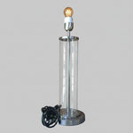 Contemporary Cylindrical Clear Glass and Chrome Table Lamp Base