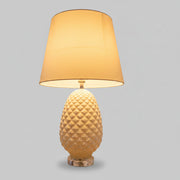 Home Center Retro Style Cream Ceramic Pineapple Table Lamp with Tapered Shade