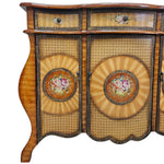 Ornate Italian Style Hand Painted Floral Inlay Wooden Sideboard Credenza