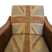 Bold British Heritage Union Jack Fabric and Leather Club Armchair