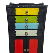 Playful Multicolour Hand Painted Wooden Tallboy Chest of Drawers