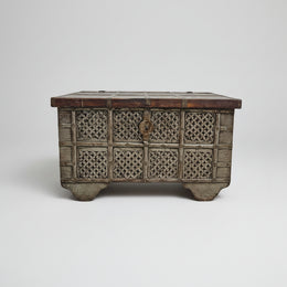 Antique Rajasthani Carved Wood Indian Dowry Chest