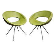Postmodern Space Age Green Leather Ring Accent Chair
