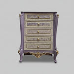 Provencal Style Lavender and Gold Carved Floral Chest of Drawers