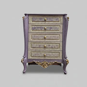 Provencal Style Lavender and Gold Carved Floral Chest of Drawers