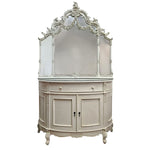 Stately Provincial Cream Carved Vanity Cabinet with Detachable Tri-Fold Mirror