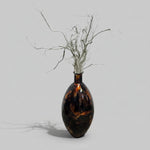 Tortoiseshell Patterned Glossy Glass Vase with Decorative Branches