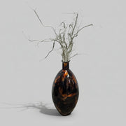 Tortoiseshell Patterned Glossy Glass Vase with Decorative Branches