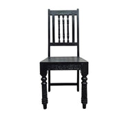 Stately Indian Style Carved Black Wood Dining Chair
