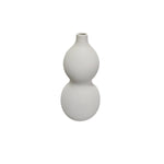 Off-White Ribbed Ceramic Double-Gourd Decorative Vase