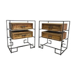 Industrial Mango Wood & Studded Iron Side Table