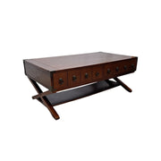 Campaign-Style Storage Coffee Table with Eight Drawers