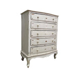 Vintage French Provincial Distressed White 5-Drawer Chest