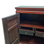 Antique Red Lacquer Chinese Sideboard with Gilded Relief