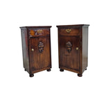 Stately Antique Style Carved Wood Pedestal Side Table Cabinet