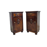 Stately Antique Style Carved Wood Pedestal Side Table Cabinet