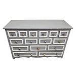 Hand-Painted Grey and White Multi-Drawer Solid Wood Apothecary Chest