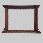 Stately Tramp Art Style Carved Wood Overmantel Mirror