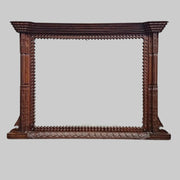Stately Tramp Art Style Carved Wood Overmantel Mirror