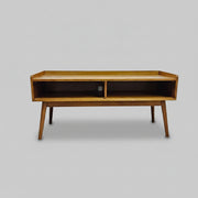 West Elm Mid-Century Modern Wooden Open Shelf Media Console