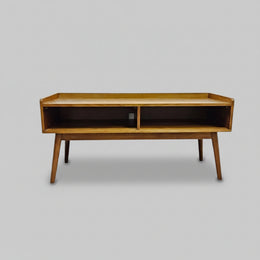 West Elm Mid-Century Modern Wooden Open Shelf Media Console