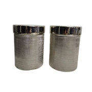Marina Home Textured Silver Metal Cylindrical Storage Canister
