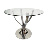 Sculptural Chrome and Glass Round Dining Table