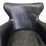 Classic English Library Studded Black Leather Armchair