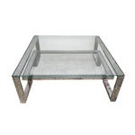 The One Two-Tier Glass & Silver Coffee Table