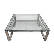 The One Two-Tier Glass & Silver Coffee Table