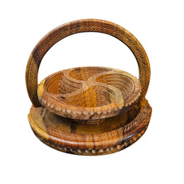 Heritage Carved Solid Wood Collapsible Folding Fruit Basket
