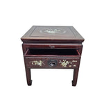 Elegant Rosewood Side Table with Mother-of-Pearl Inlay