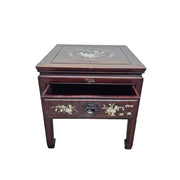 Elegant Rosewood Side Table with Mother-of-Pearl Inlay