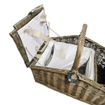 Traditional Woven Rattan Twin Lid Picnic Camping Basket