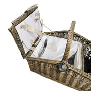 Traditional Woven Rattan Twin Lid Picnic Camping Basket