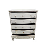 Vintage French Provincial Distressed White 5-Drawer Chest