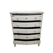Vintage French Provincial Distressed White 5-Drawer Chest