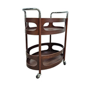 Mid-Century Modern Curved Bentwood Drinks Trolley with Chrome Handles