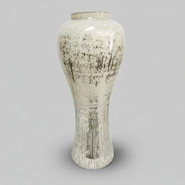 TITLE:
Ethereal Silver Speckled Milky White Glass Baluster Vase