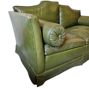 Vintage Moss Green Genuine Leather 2 Seater Sofa
