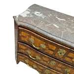 French-Style Inlaid Walnut Commode with Marble Top