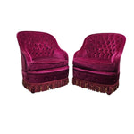 Napoleon III Style Tufted Plum Velvet Toad Armchair