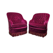 Napoleon III Style Tufted Plum Velvet Toad Armchair