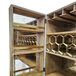 Marina Home Industrial Style Reclaimed Wood and Brass Bar Cabinet