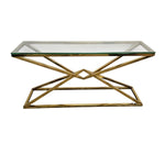 Bloomr Modern Gold Geometric Metal Glass Top Console Table
