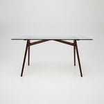 West Elm Mid-Century Glass Top Desk with Wooden Base