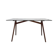 West Elm Mid-Century Glass Top Desk with Wooden Base