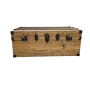 Rustic Style Natural Timber Cleated Top Steamer Trunk