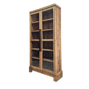 Rustic Reclaimed Timber Glass Two-Door Display Cabinet